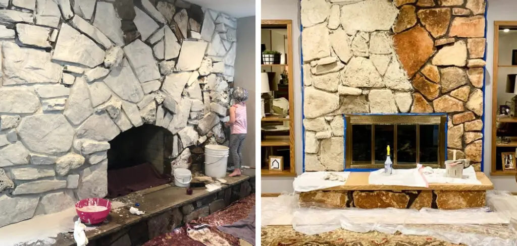 How to Limewash Stone Fireplace