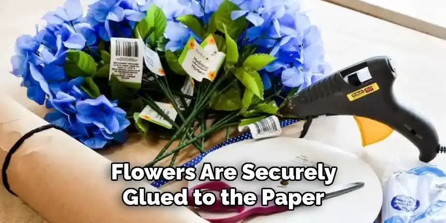 Flowers Are Securely Glued to the Paper