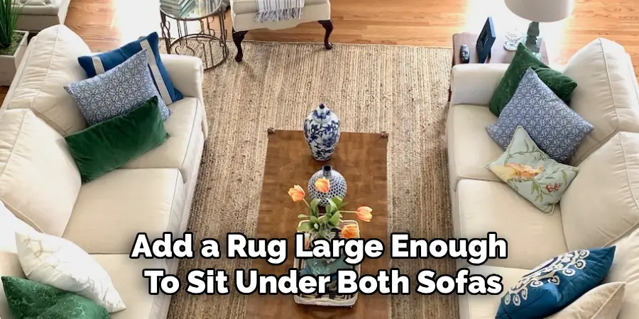 Add a Rug Large Enough 
To Sit Under Both Sofas